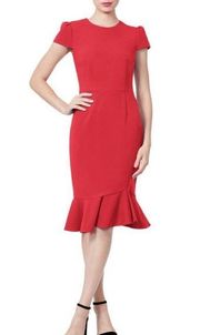 NWT Sage Collective Sheath Work Dress Hibiscus Red Size 6 Originally $89