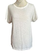 Jones New York Large stretch white top with criss cross sleeve details