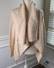 Michael Kors cream waterfalls open sweater cardigan size medium