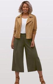 NWT Lane Bryant Wide Leg Pants Pleated Wide Leg Crop Pants Olive Green Sz 18/20