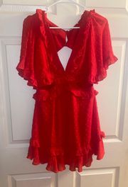 Red Dress Cut Out Sides And Open Back