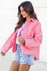 PinkLily Distressed Denim Jacket