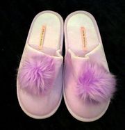VS PINK velvet Pom Pom slippers