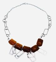 Unique Vintage Bakelite Bead and Sterling Silver Geometric Necklace