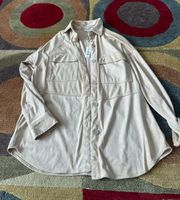 NWT  Light Beige Faux Suede Shacket Shirt Jacket Button Down Top Small