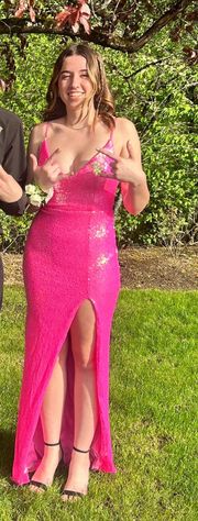 Pink Iridescent sequin prom dress