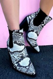 Snakeskin Chunky Heel Booties