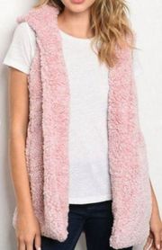 Peach Love Sherpa Hoodie Vest Size Large NWT