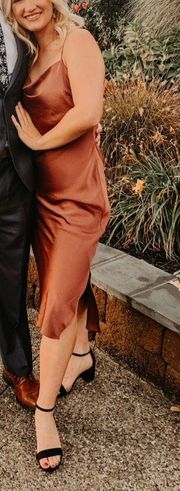 Bronze/brown Satin Dress