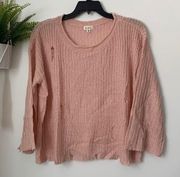 NWT POL Light Pink Distressed Wide Sleeve Sweater