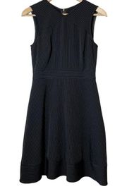 Tahari Arthur S. Levine 4 Petite Black Pinstripe Sleeveless Knee Length Dress