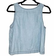 BB Dakota Womens Tank Top, Sleeveless Blouse Light Wash Denim, Blue S NWOT