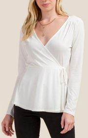 NWT Alya from Francesca's Ivory Faux Wrap Top (M)