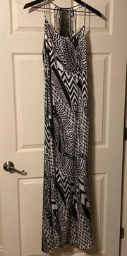 Ark & Co. silky graphic print halter maxi dress