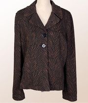 CHARTER CLUB black and brown stretchy, zebra print blazer w/POCKETS. XL. EUC