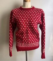 Vintage The Great Plains Pure Wool Red Cabin Sweater Womens Large Made in Korea