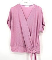 All in Favor Lilac Knit Faux Wrap Shirt Size Medium NWT