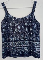 New York Blue Sequins Crop Top