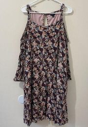 Torrid Floral Print Mini Gauze Cold Shoulder Skater Dress Sz 2X 2XL 18-20