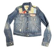 Roxy Denim Patchwork Quilt Jean Jacket Size Small