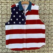 Vintage 90s Carolina Blues American Flag Shirt