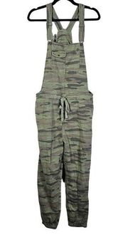 WallFlower Overalls Womens X-Large Green Camo Camouflage Terry Cloth Bib Pants