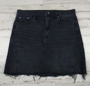 Distressed & frayed black grunge denim mini skirt Arizona Junior's sz 7