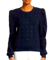 A.L.C. Navy Blue Azalia Studded Puff Sleeve Sweatshirt Size XS