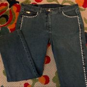 St John size 10 cropped jeans pants faux pearl