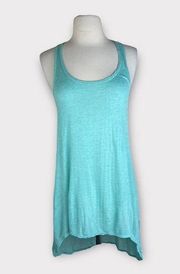 Soprano | Aqua Hi-low Jersey Front Knit Back Tank Top | Medium