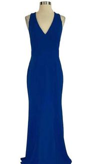 Women's Formal Dress by  Size 0 Blue Crepe Backless Long Evening Gown