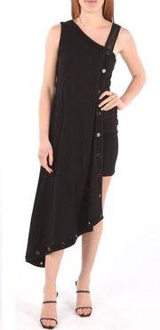 NEW Just Cavalli Asymmetric Draped Midi Dress size 46 IT Black