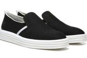 Franco Sarto Sneaker Women’s Size 8.5 Black White Canvas Slip On Style