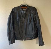 Harley Davidson 105th Anniversary Womens  Black Leather Jacket xl