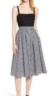 1901 Midi Dress 0 NWT Gingham Check Back Bow Black and White Spring Party Picnic