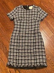 Kate Spade Gray Black Houndstooth Tweed Dress