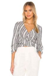 NWT L’ACADEMIE Adalene Blouse in Navy & White Stripe Small