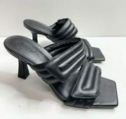 Abound Sandals Size 6 Black Qarly Open Square Toe Slip On Heels