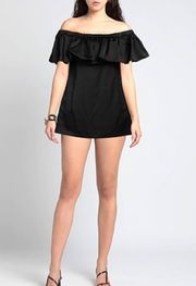 ZAC Zac Posen Black Flutter Neckline Dress