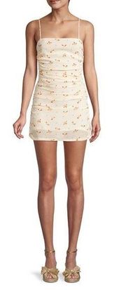 WeWoreWhat Ronnie Ruched Floral Print Mini Dress