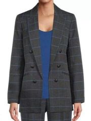 Bar III X Macy's Women's Windowpane Faux-Double-Breasted Gray Jacket Size 14 NWT