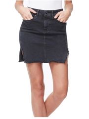 The Bombshell Frayed Denim Miniskirt In Black 8