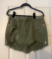 Junkyard relaxed denim mini skirt in super kahki by