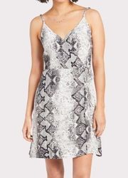 Sanctuary Wrap It Up Sleeveless Wrap Dress in Queen Snake Gray Print Size Small