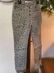 Nature denim High Rise Leopard print button fly skinny jeans size 3