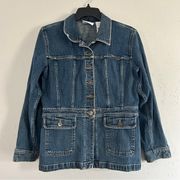 Liz Claiborne Vintage Jean Jacket 90s Casual Denim Medium Petite Spring