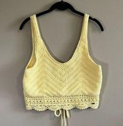 ✨ Hollister Women’s Yellow Crochet Knit Tank Top Large