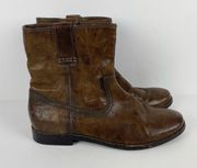 Anna Shortie Leather Brown Ankle Boots Size 7