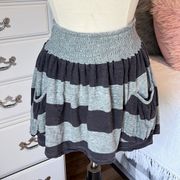 Circle Skirt Gray Stripe Smock Waist Miley Cyrus XS Womens Mini Knit Flirty