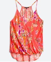 STITCH FIX PINK CLOVER Women’s Coral Floral Wrap Front Tank Top Size M